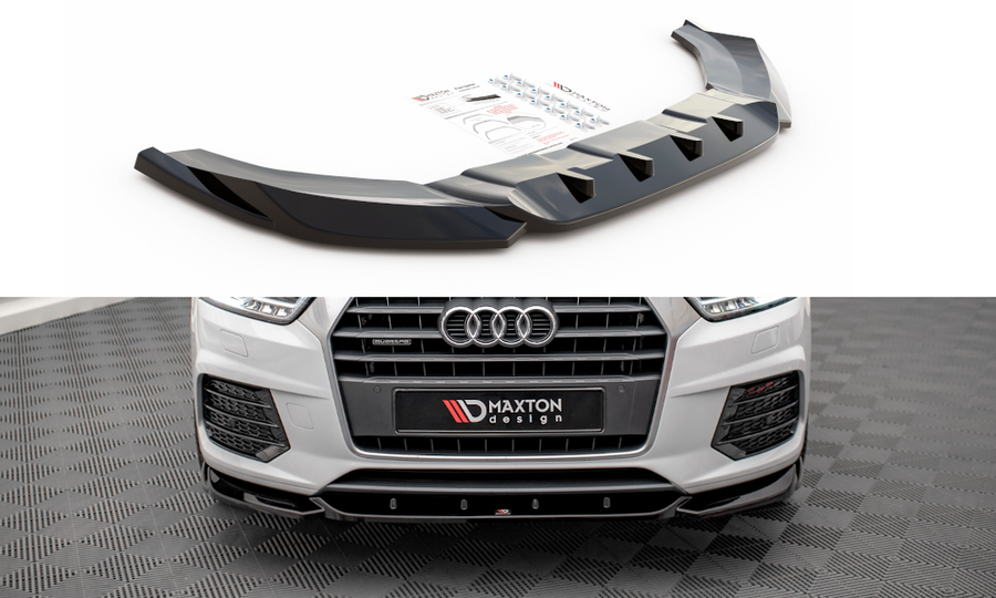 Maxton Design AU-Q3-1F-SLINE-FD1T Front Splitter V.1 Audi Q3 S-Line 8U (Facelift) | ML Performance UK Car Parts
