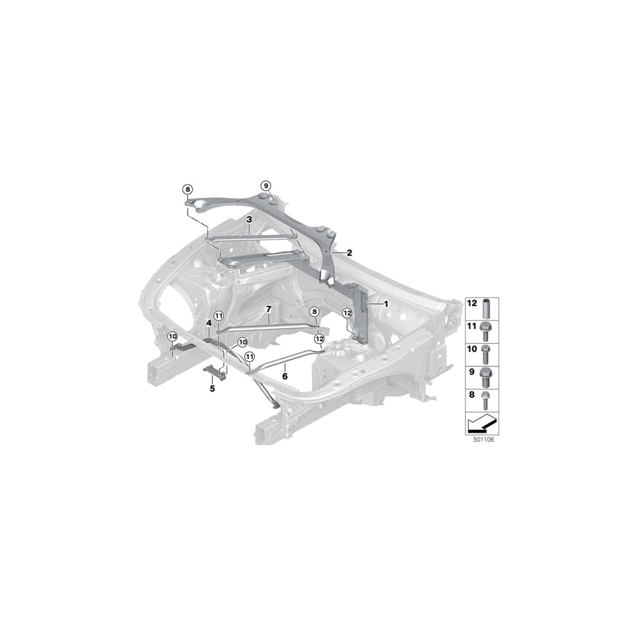 Genuine BMW 51617329869 G30 G31 Strut Tower Brace, Left (Inc. M550dX & M550iX) | ML Performance EU