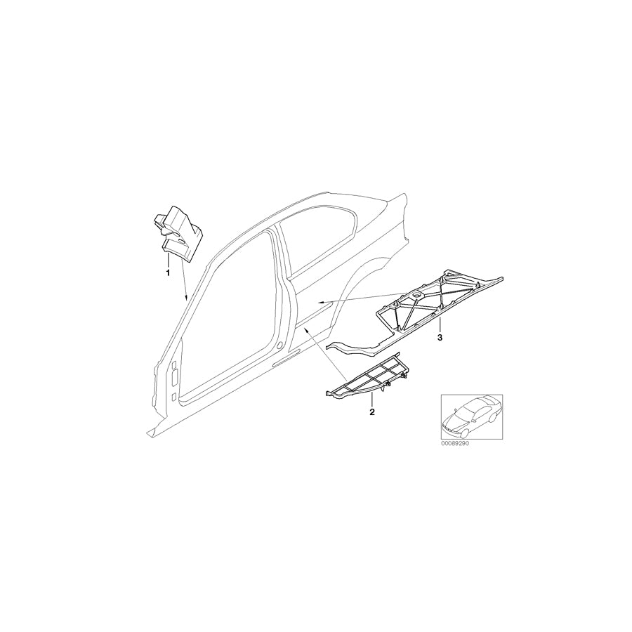 Genuine BMW 41218252840 E46 Molded Part F Entrance Rear Right (Inc. 318ti, 318td & 320td) | ML Performance EU Car Parts