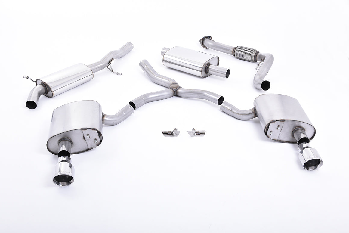 MillTek SSXAU608 Audi A4 Resonated Cat-Back Exhaust with Dual GT-100 Polished Trims - EC Approved