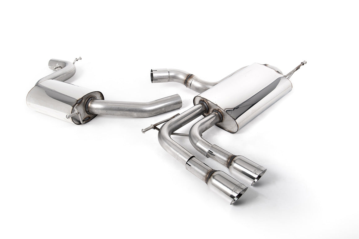 MillTek SSXAU639 Audi A3 Resonated Cat-Back Exhaust with Smaller-Value Rear Silencer & GT-80 Polished Tips