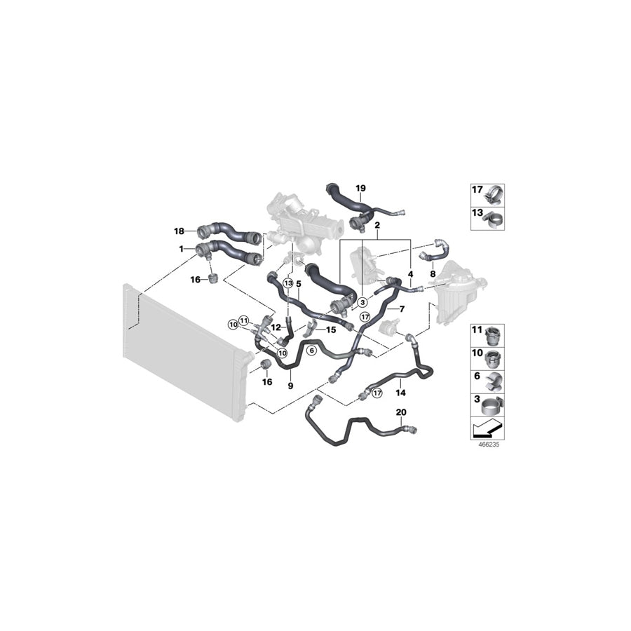 Genuine BMW 17128511928 F06 F13 F02 Coolant Hose (Inc. 640dX, 740LdX & 730Ld) | ML Performance EU