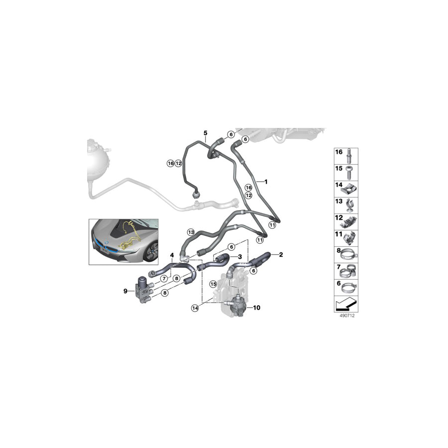 Genuine BMW 64216919372 I12 I15 Coolant Hose, Supply Switch valve - EDH (Inc. i8) | ML Performance EU