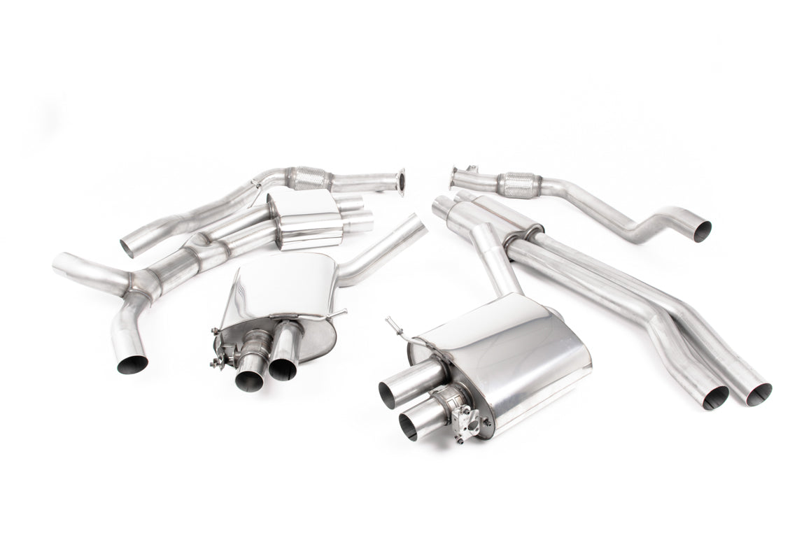 MillTek SSXAU805 Audi RS4 Resonated Cat-Back Exhaust with Titanium Oval Trims - EC Approved