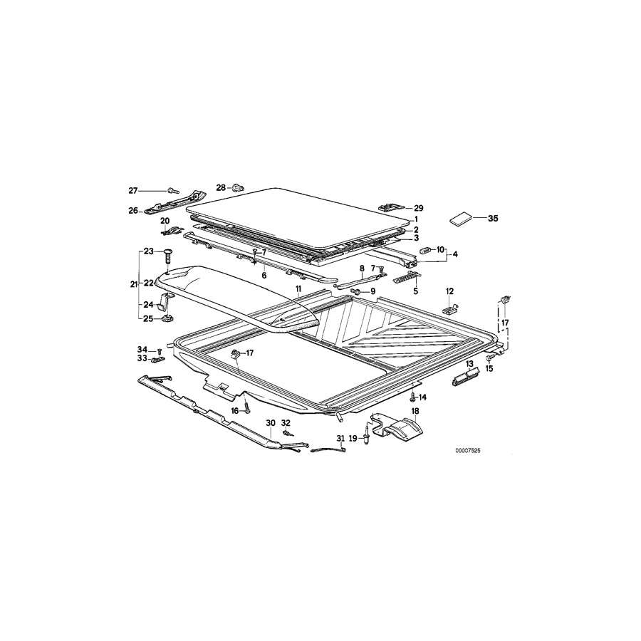 Genuine BMW 54128139253 E32 Ceiling Frame Covered Velours SILBERGRAU (Inc. 740i, 730i & 730iL) | ML Performance EU Car Parts