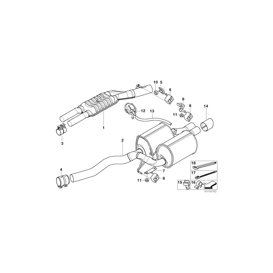 Genuine BMW 18307537330 E61 E60 Rear Muffler (Inc. 540i & 545i) | ML Performance EU