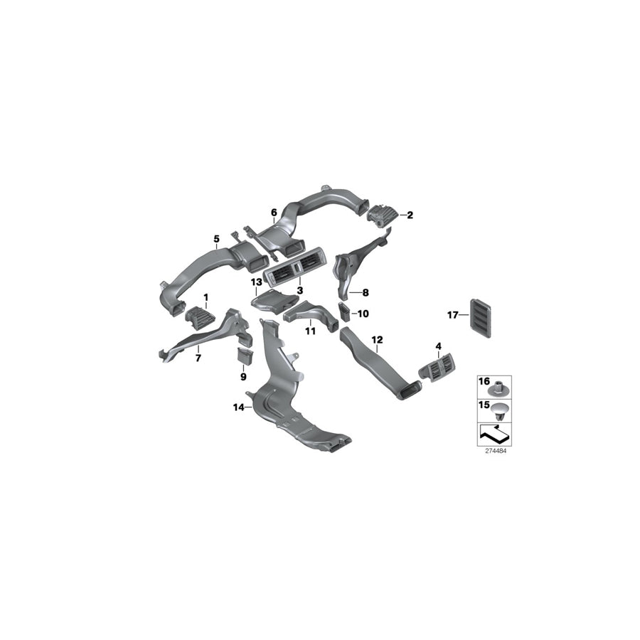 Genuine BMW 64229227810 F36 F33 F87 Adapter For Rear Footwell Duct (Inc. 430i, 228i & 118dX) | ML Performance EU