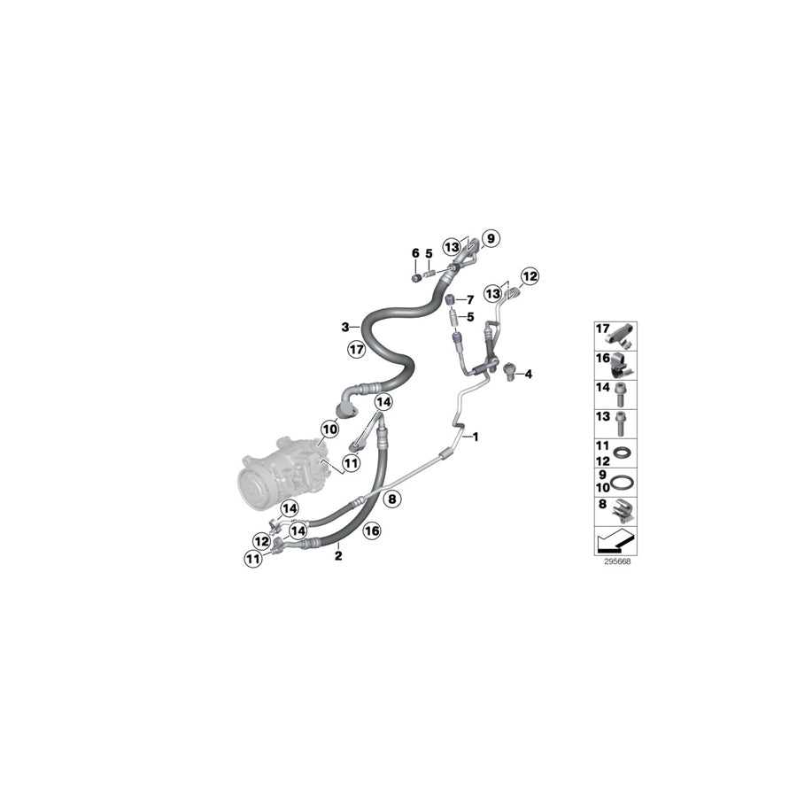 Genuine BMW 64539228238 F25 F26 Suction Pipe Evaporator-Compressor R134A (Inc. X4 35iX, X4 M40iX & X3 35iX) | ML Performance EU