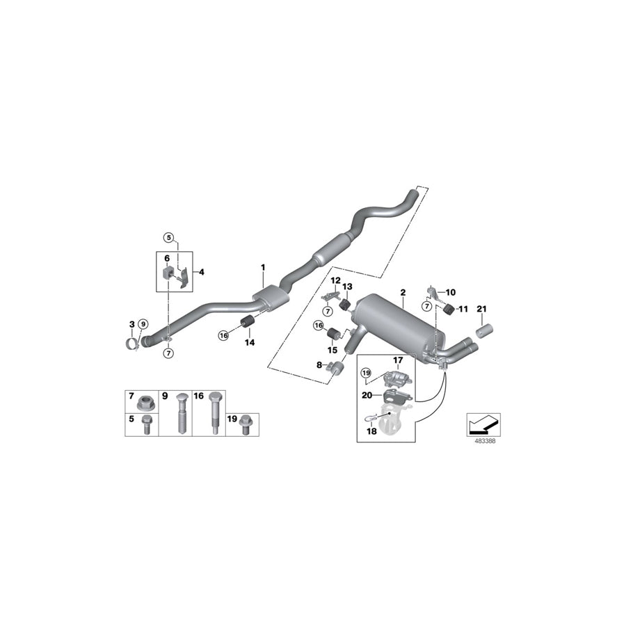 Genuine BMW 18308689374 F34 Rp-Catalytic Conv. With Center Muffler (Inc. 330iX) | ML Performance EU