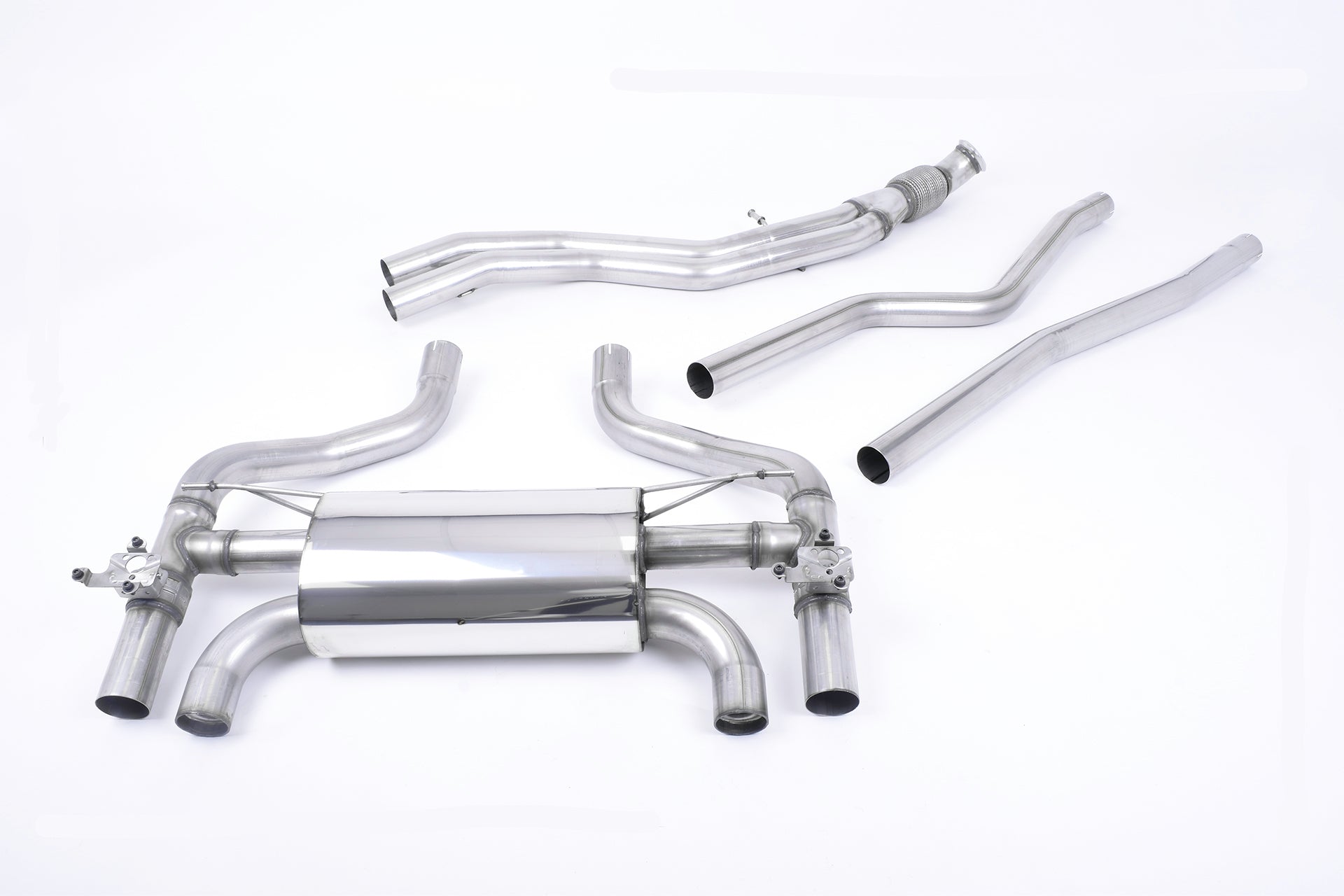 MillTek SSXBM1061 BMW F87 M2 Cat-Back Hollowtek Twin Valved System with Carbon Jet-90 Trims - EC Approved