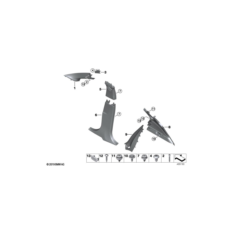 Genuine BMW 51438073578 F39 Cover, B-Column Upper Right ANTHRAZIT (Inc. X2 M35iX, X2 18d & X2 20d) | ML Performance EU Car Parts