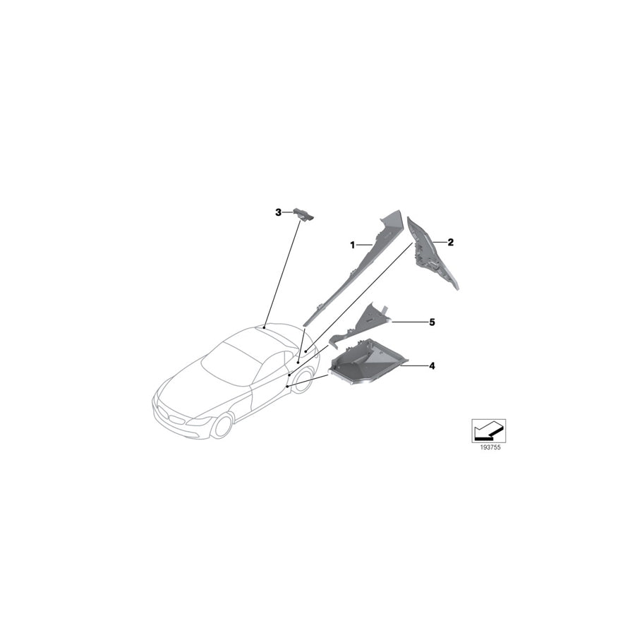 Genuine BMW 41007192735 E89 Moulded Part F Entrance Inside,Rear,Left (Inc. Z4 20i, Z4 23i & Z4 30i) | ML Performance EU Car Parts