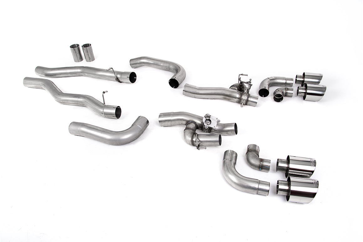 MillTek SSXBM1185 BMW F91 F92 M8 OPF/GPF Back System with valved Rear Silencer Bypass & GT-115 Polished Trims