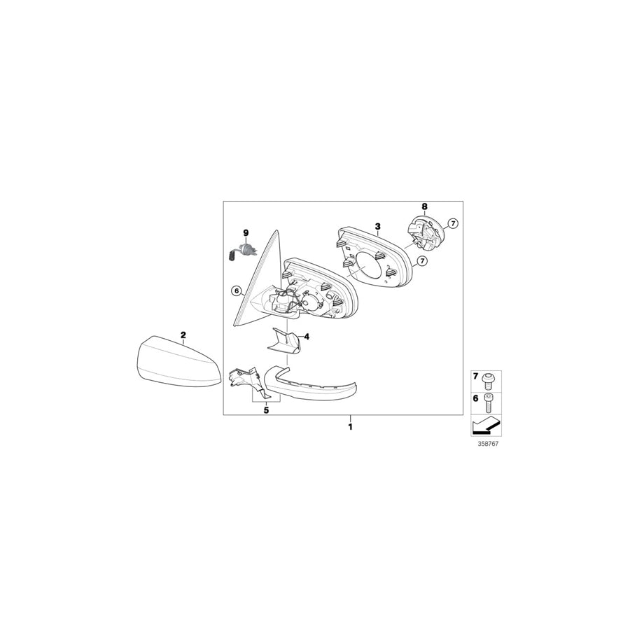 Genuine BMW 51167181166 E71 E72 Exterior Mirror Right (Inc. X6 30dX, X6 40dX & X6 50iX) | ML Performance EU Car Parts