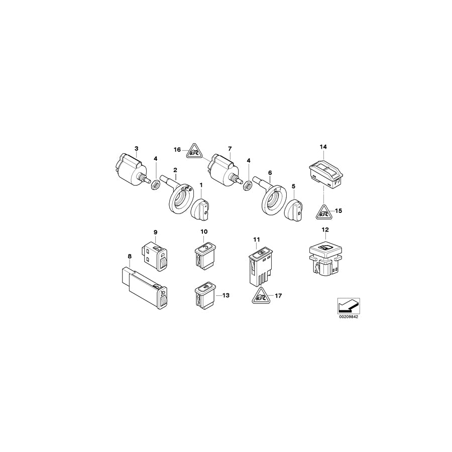 Genuine BMW 61318363687 E39 Switch Fog Tail Light (Inc. 520d, 525d & 525td) | ML Performance EU Car Parts