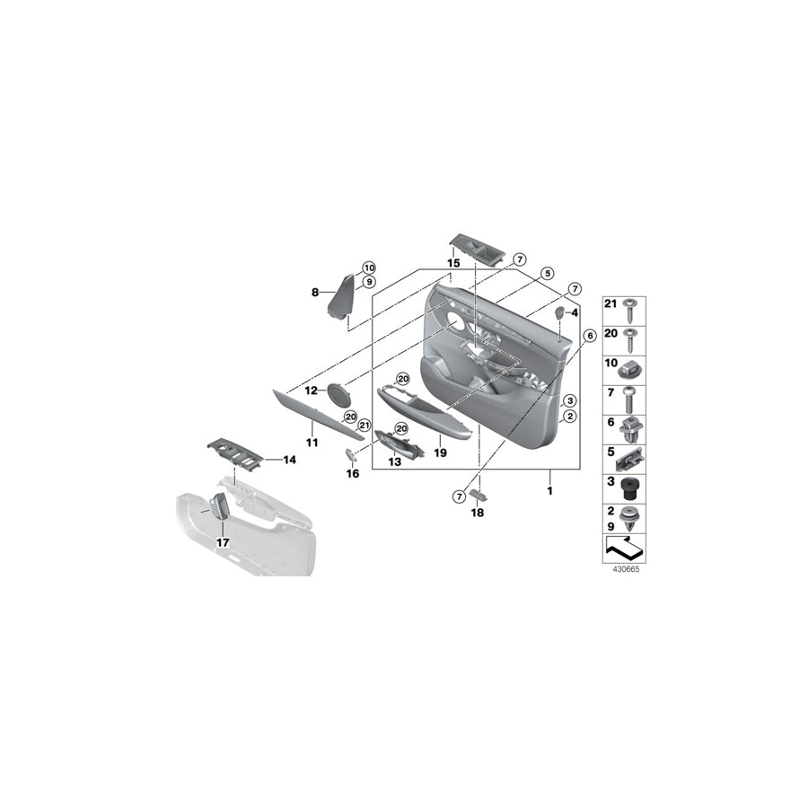 Genuine BMW 51417404823 F46 F45 Door Trim Panel, Front Left OYSTER/GRAU (Inc. 225iX, 214d & 225xe) | ML Performance EU Car Parts