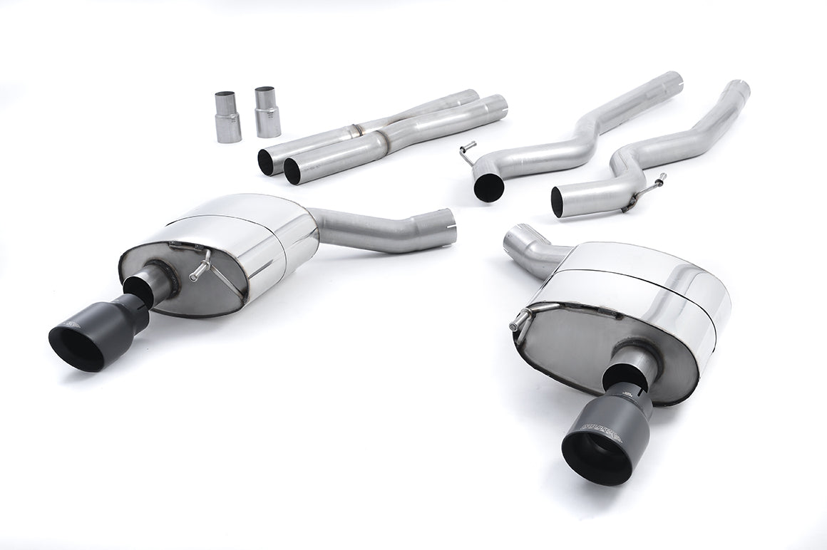 MillTek SSXFD161 Ford Mustang Dual Outlet Non-Res Cat-Back Exhaust with Black GT-100 Tips