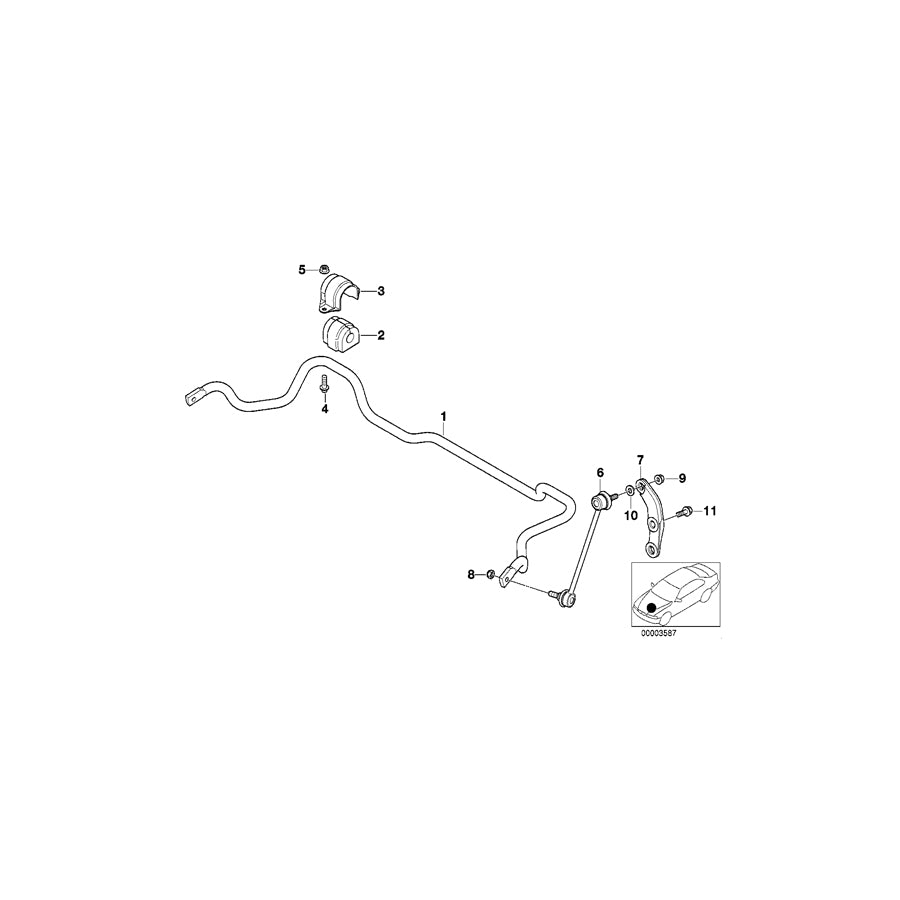 Genuine BMW 31351093107 E39 Stabilizer, Front D=22,5MM (Inc. 530i, 520d & 523i) | ML Performance EU