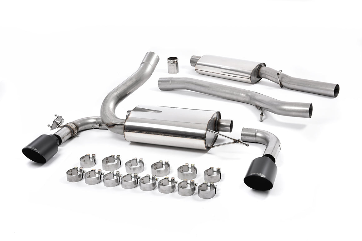 MillTek SSXFD189 Ford Focus Resonated Cat-Back Exhaust with Cerakote Black GT-115 Trims - EC Approved