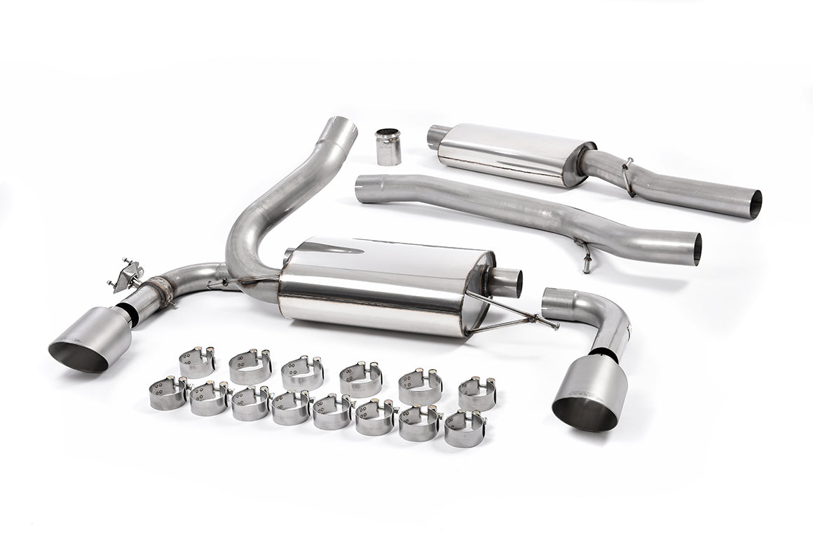 MillTek SSXFD188 Ford Focus Resonated Cat-Back Exhaust with Titanium GT-115 Trims - EC Approved