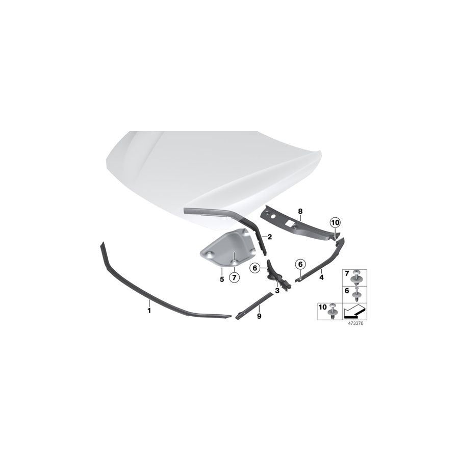 Genuine BMW 51767255803 F36 F33 Left Engine Hood Sealing (Inc. 318i, 328dX & 340iX) | ML Performance EU