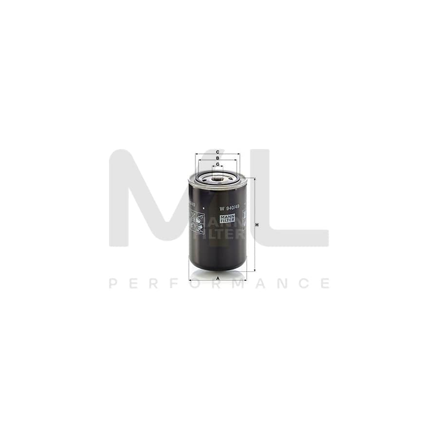MANN-FILTER W 940/49 Oil Filter Spin-on Filter | ML Performance Car Parts