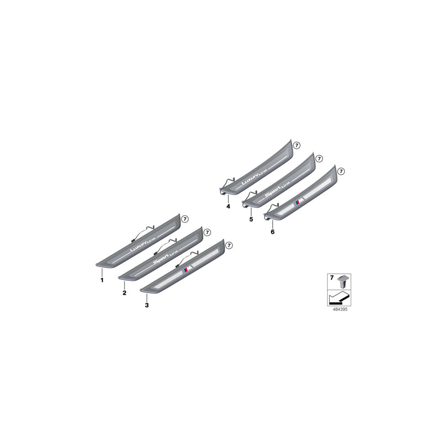 Genuine BMW 51477407030 G32 Cover, Door Sill, Lighted, Rear Right SPORT LINE (Inc. 630i, 640iX & 640dX) | ML Performance EU Car Parts