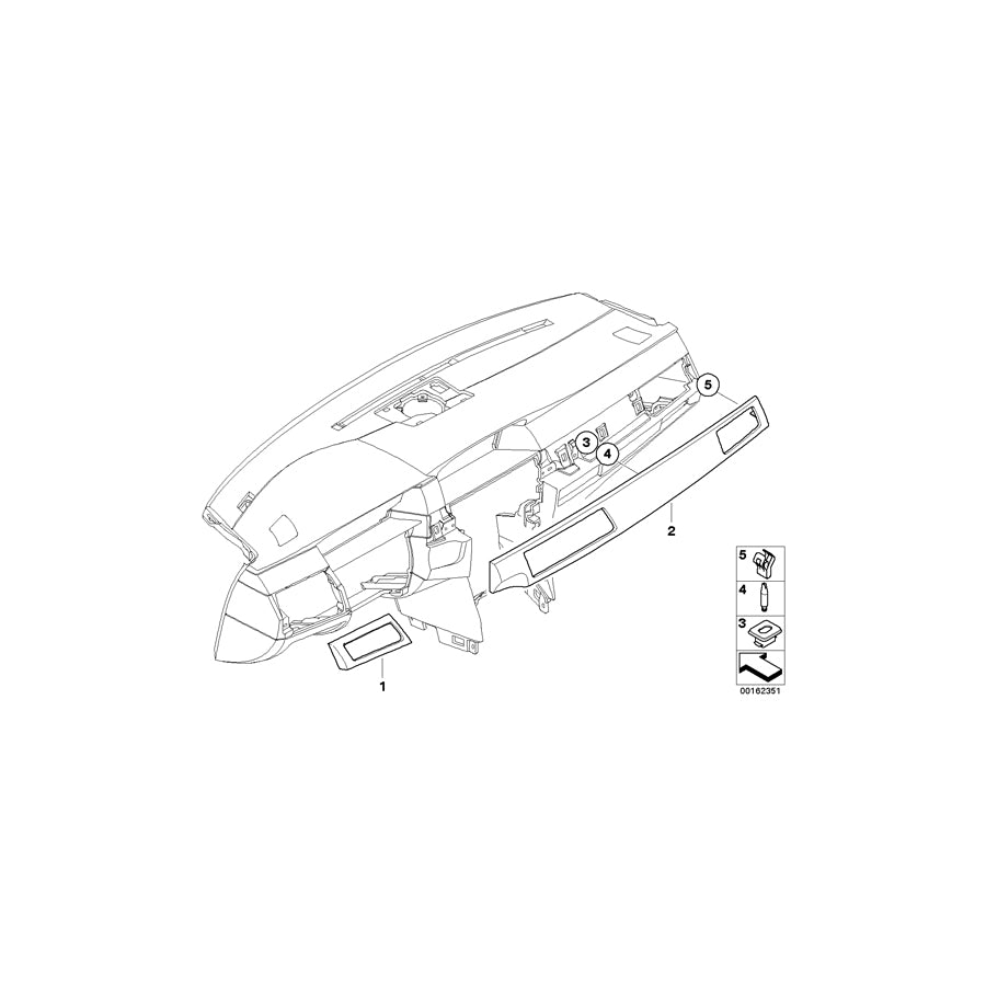 Genuine BMW 51457906361 E60 E61 Noble-Wood Strip, I-Panel Left CARRARA (Inc.  & M5) | ML Performance EU Car Parts