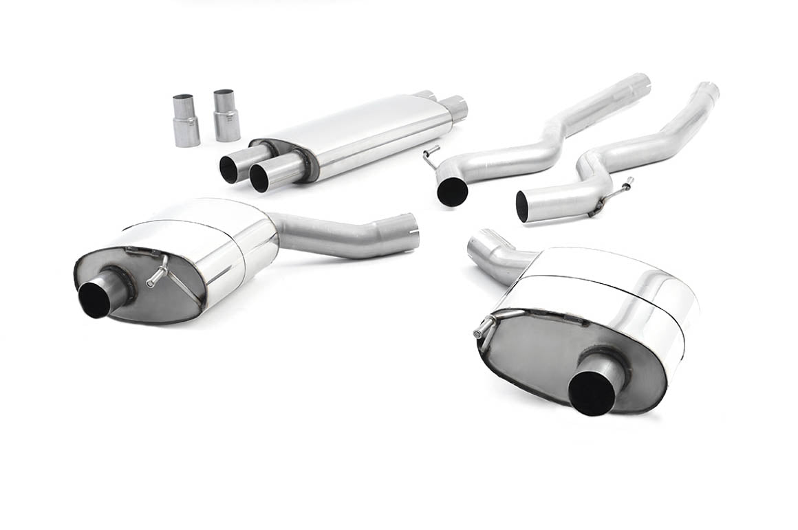 MillTek SSXFD221 Ford Mustang Dual Outlet Resonated Cat-Back Exhaust with Burnt Titanium GT-100 Tips - EC Approved