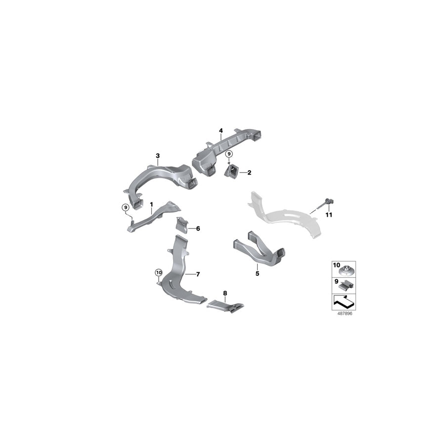 Genuine BMW 64227425128 M G02 G01 Rear Pas.Compart.Heating Duct Rear Right (Inc. X3 20iX, X4 20iX & X3 M) | ML Performance EU Car Parts