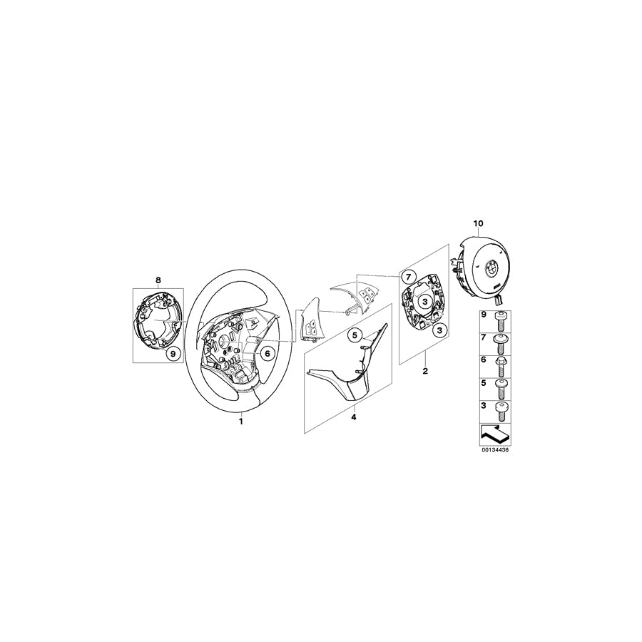 Genuine BMW 32346774460 E63 E60 Sprt St. Wheel, Leather, Shift Paddles SCHWARZ (Inc. 535d, 535i & 530d) | ML Performance EU