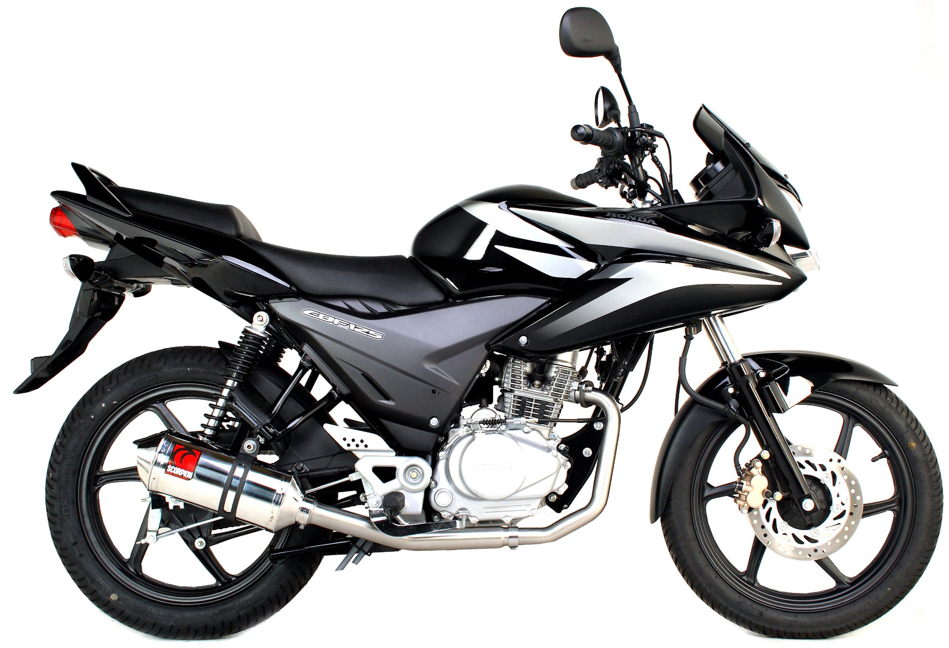 Scorpion EHA107SEO Honda CBF125  Factory Oval Full System - Polished Stainless Steel Sleeve | ML Performance EU EU