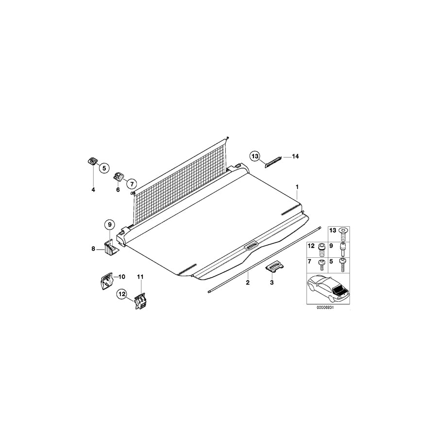 Genuine BMW 51478236358 E39 Combination Roller Blind Its GRAU (Inc. 530i, 528i & 540i) | ML Performance EU Car Parts