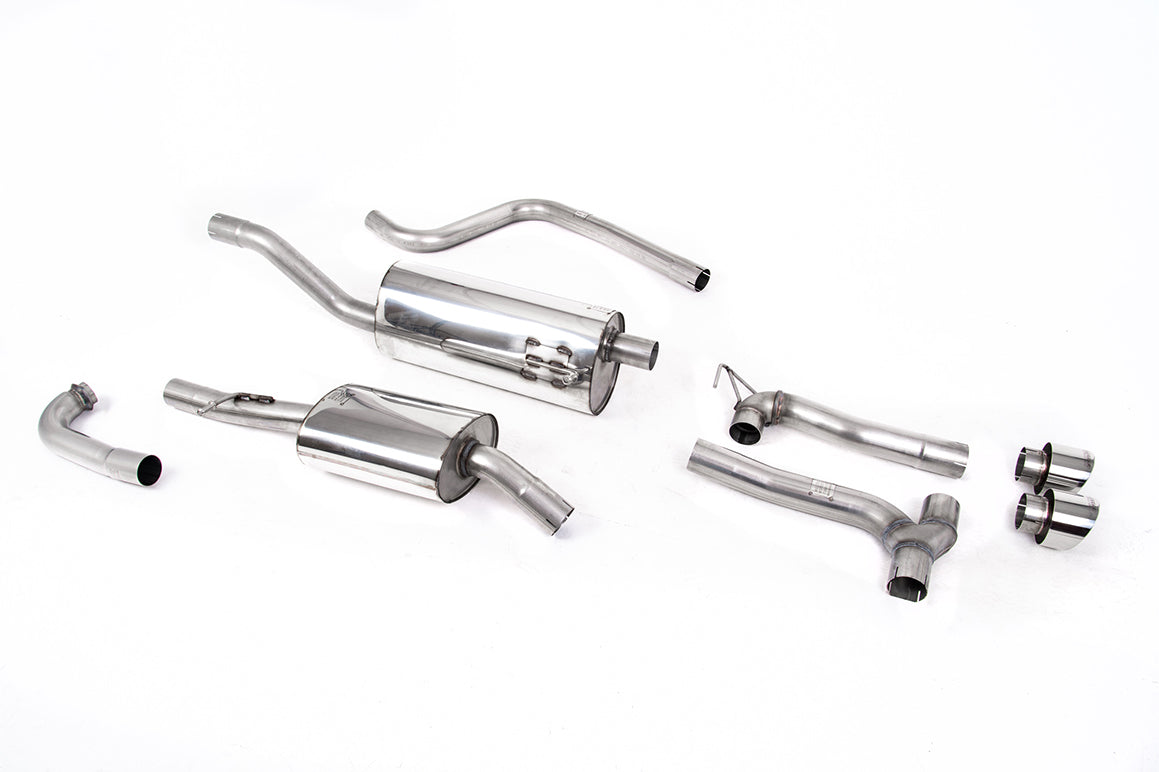 MillTek SSXFD375 Ford Fiesta Dual Outlet Systems Cat-Back Resonated with Polished GT-100 Trims