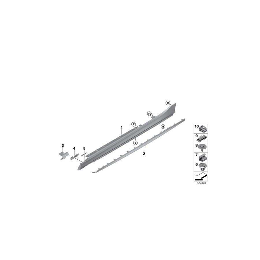 Genuine BMW 51777461383 F40 F44 Mount For Rocker Panel, Front Left (Inc. 120dX, 118d & M135iX) | ML Performance EU