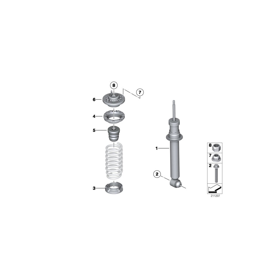 Genuine BMW 33526784023 F10 Spring Strut, Rear (Inc. 550i) | ML Performance EU