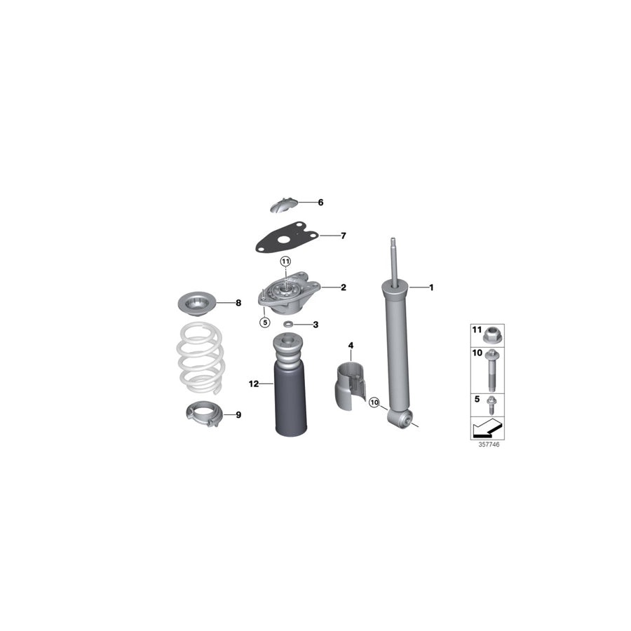 Genuine BMW 33506888463 F39 Shock Absorber, Rear (Inc. X2 18d, X2 20d & X2 20i) | ML Performance EU