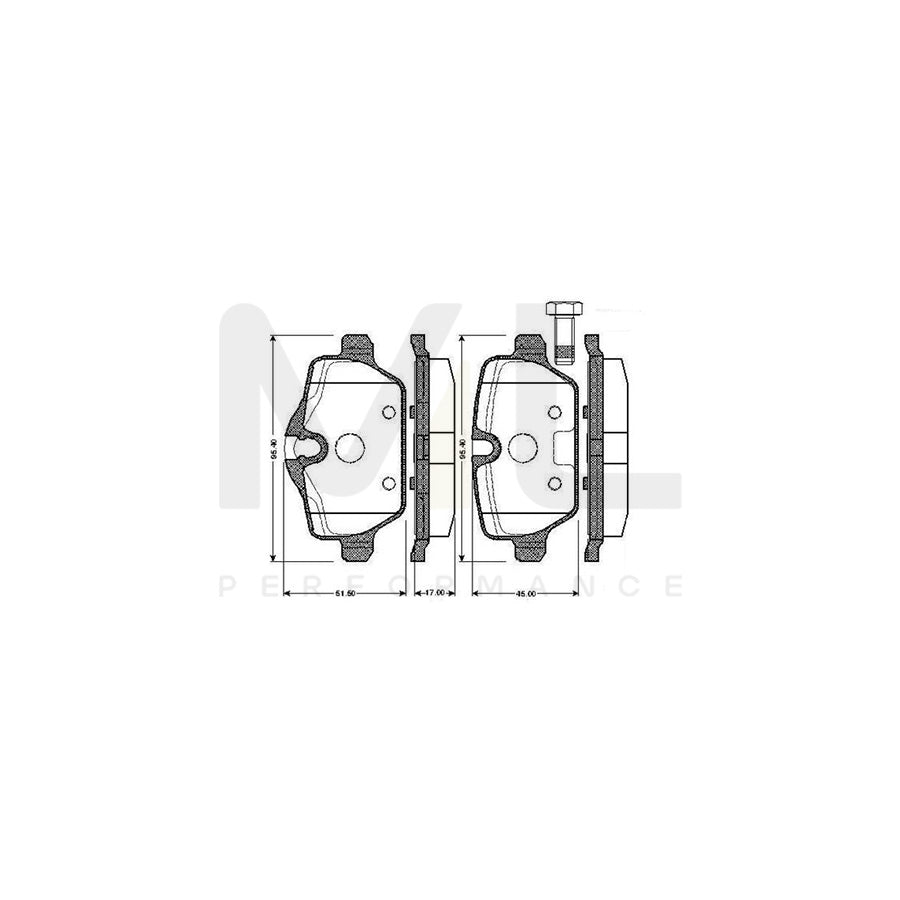 Bosch 0986Tb2890 Brake Pad Set Excl. Wear Warning Contact, With Bolts, With Accessories | ML Performance Car Parts