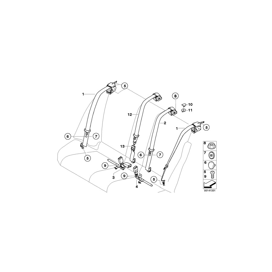 Genuine BMW 72117245887 E90 Upper Belt Rear SCHWARZ (Inc. 328xi, 328i & 335d) | ML Performance EU