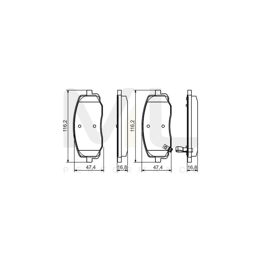 Bosch 0986495084 Brake Pad Set With Acoustic Wear Warning, With Mounting Manual BP1540 | ML Performance Car Parts
