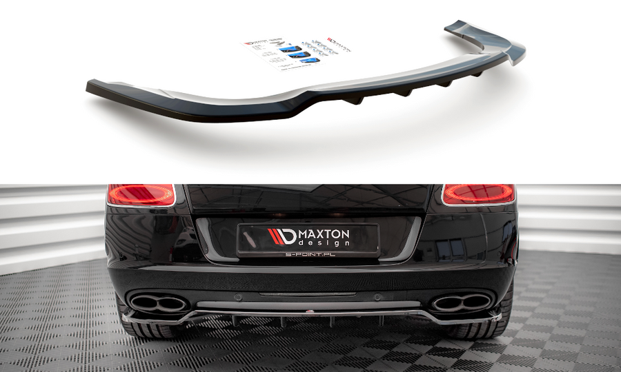 Maxton Design BE-CO-GT-1F-RD1T+RD2T Central Rear Splitter (with Vertical Bars) Bentley Continental GT V8 S MK2 | ML Performance UK Car Parts