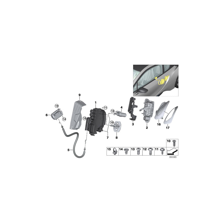 Genuine BMW 61357412792 I15 I12 Outer Door Opener Painted To Code,Right CODE - UNI/MET. (Inc.  & i8) | ML Performance EU Car Parts