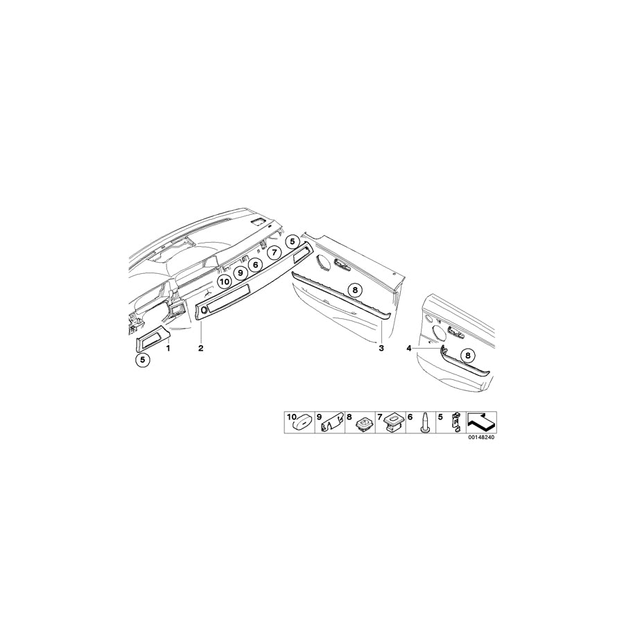 Genuine BMW 51459147391 E90 E92 E91 Cover, Dashboard, Aluminium, Right ALU FEINSCHLIFF (Inc. 325d, 335d & 330xi) | ML Performance EU Car Parts
