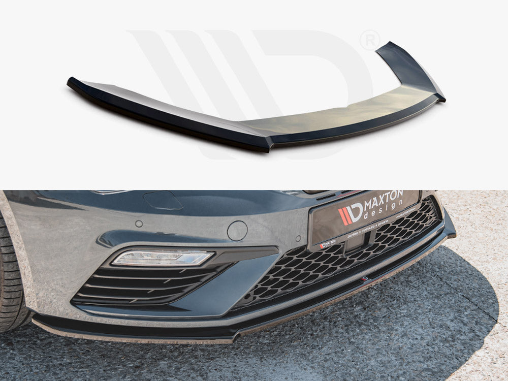 Maxton Design SE-LE-3F-CU-FD4T Front Splitter V4 Seat Leon Cupra/ Fr MK3 Facelift | ML Performance UK Car Parts