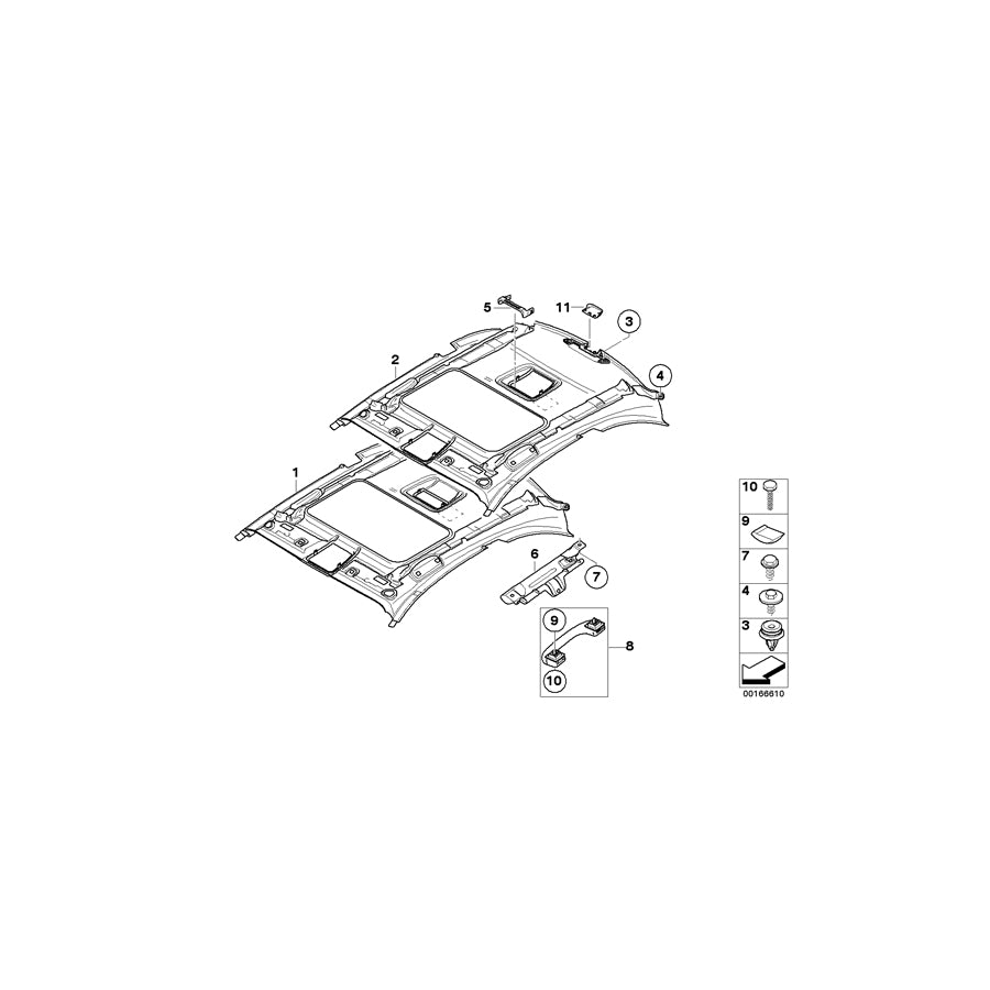 Genuine BMW 51442997375 E82 Headlining, Lift-Up & Slide-Back Sunroof ALASKAGRAU (Inc. 118d, 135i & 120d) | ML Performance EU Car Parts