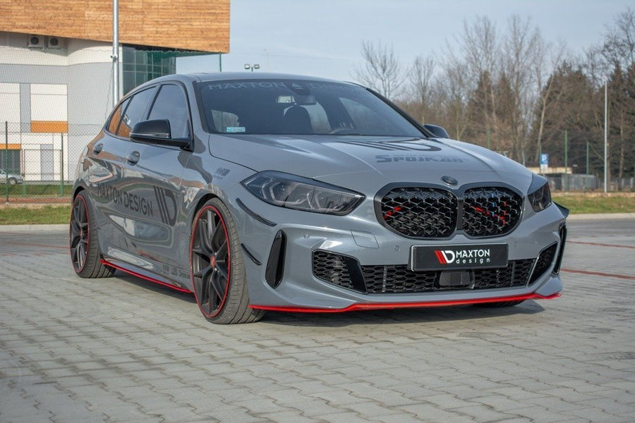 Maxton Design BM-1-40-MPACK-FD4RED Front Splitter V.4 BMW Series 1 F40 M-Pack / M135i | ML Performance EU Car Parts