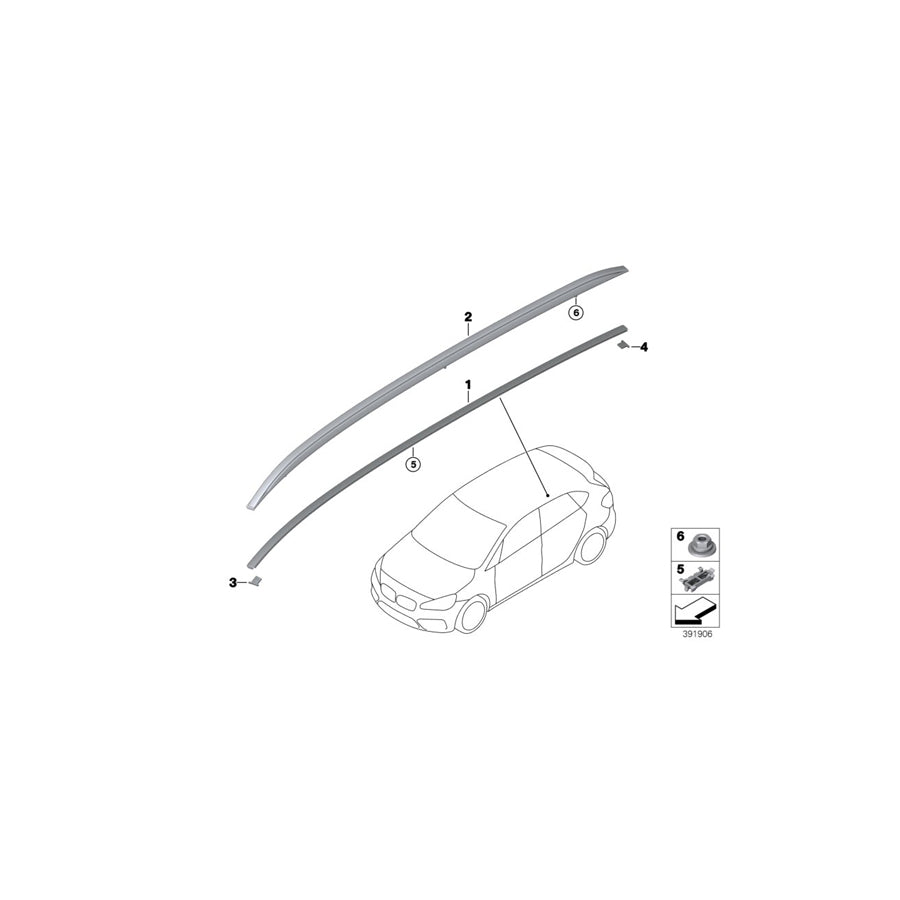 Genuine BMW 51137399322 F46 F45 Support, Roof Trim Strip, Front (Inc. 218d, 225i & 218dX) | ML Performance EU Car Parts