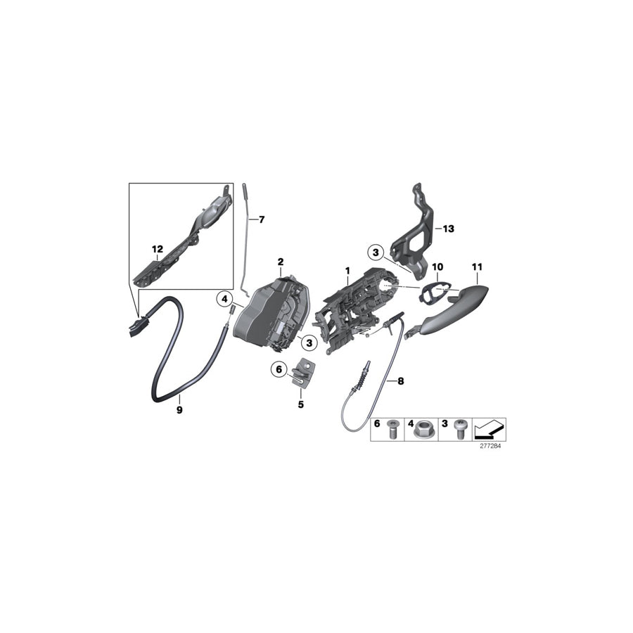 Genuine BMW 51427216653 F07 F07 Door Handle, Rear Left SCHWARZ (Inc. 550iX 4.4, 528i & 550i) | ML Performance EU Car Parts