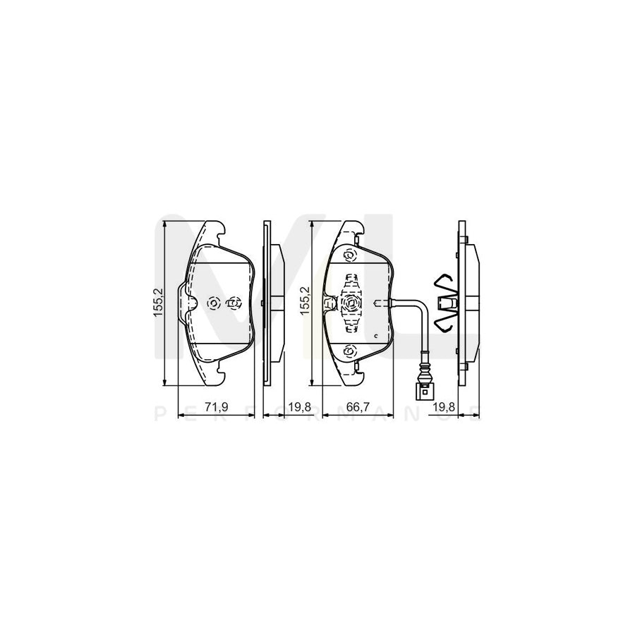 Bosch 0986Tb3154 Brake Pad Set Incl. Wear Warning Contact, With Integrated Wear Sensor | ML Performance Car Parts