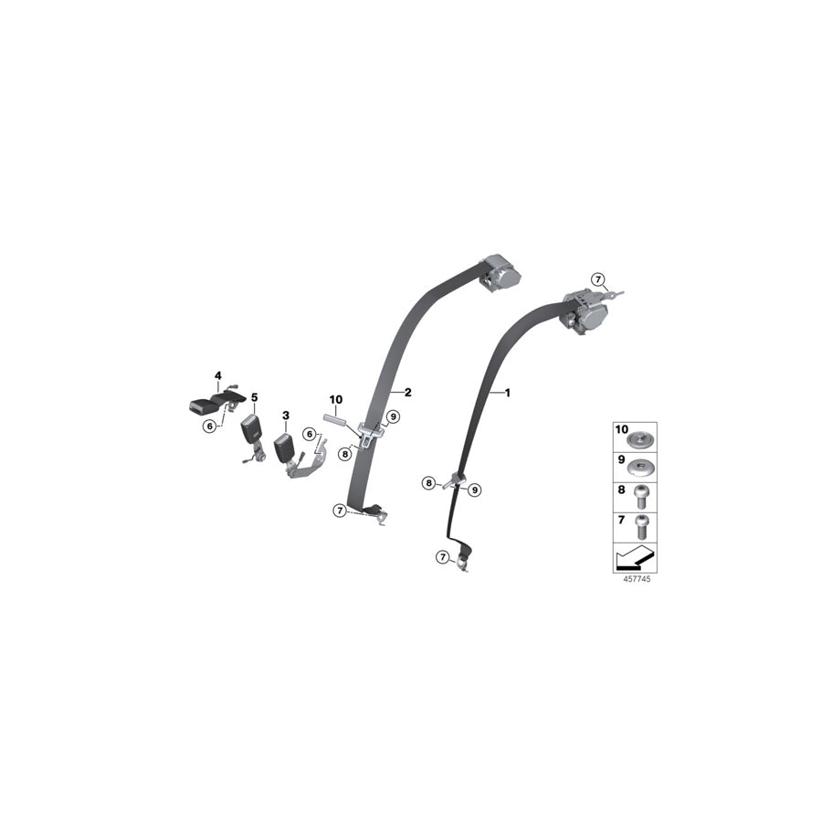 Genuine BMW 72118076119 G11 G12 Upper Seat Belt, Rear Outer Left M (Inc. 750iX, 740iX & 750i) | ML Performance EU